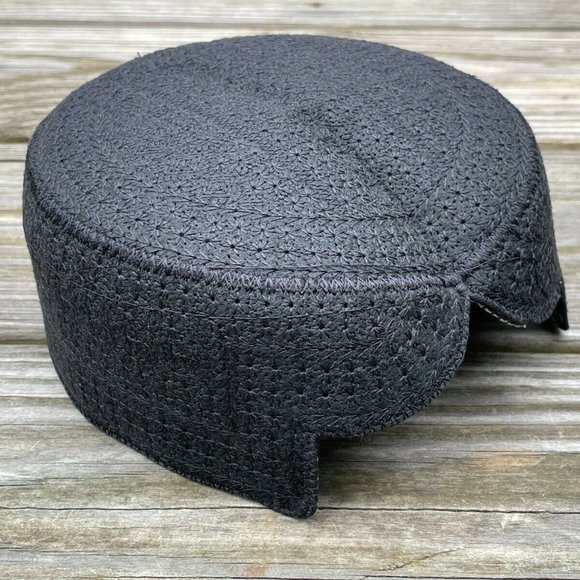 Sindhi Men Hat Round Front Cut Traditional Embroidery Black Cap Topi Hat New - Picture 3 of 11